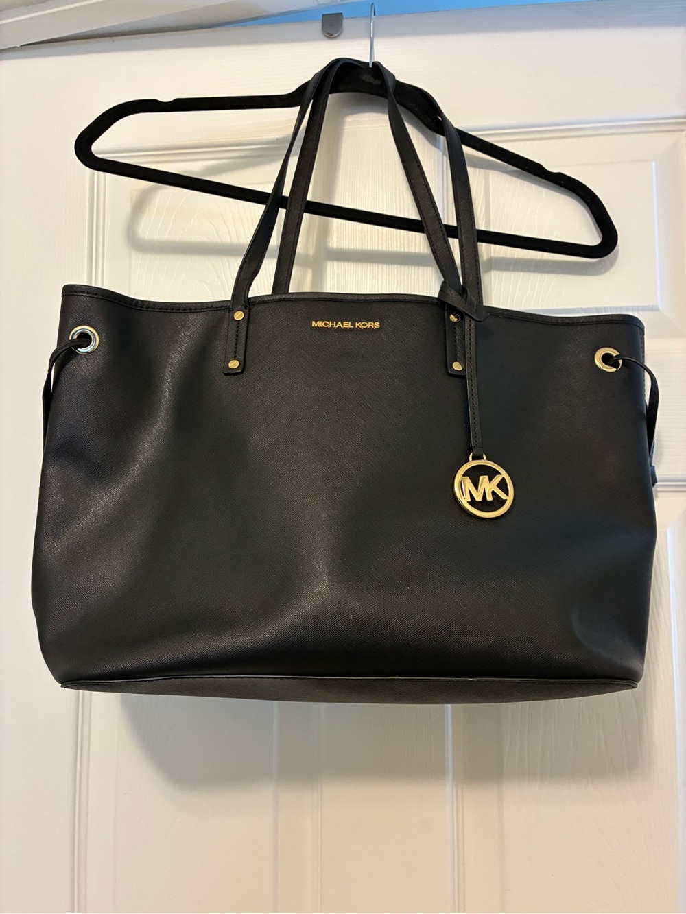 Michael Kors Black Tote with Gold MK Charm